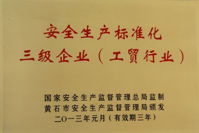 安全生產(chǎn)標準化證書